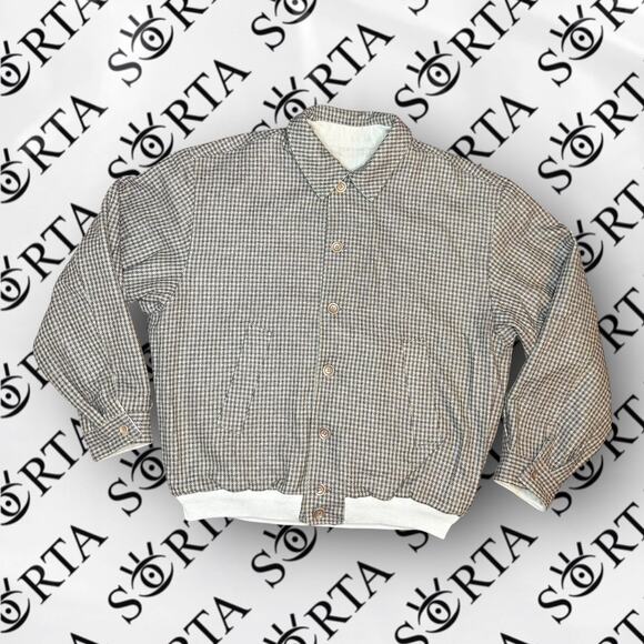 VTG Designer Sulka Italy Houndstooth Wool Cashmere Reversible Jacket Size L RARE